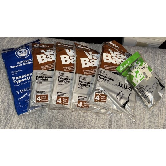 Panasonic Type U & U3 Upright Vacuum Cleaner Bags 20 New Bags With Vac Belt - Picture 1 of 5